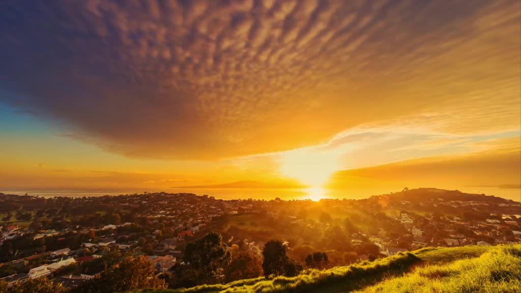 Colorful clouds over Auckland, New Zealand