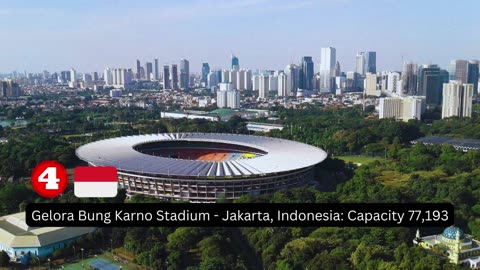 top 10 largest stadiums in Asia, listed by country and their seating capacity