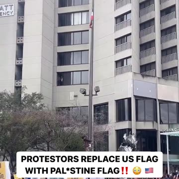 Anti-Israel protesters tear down an American flag in San Francisco and hoist a Palestinian flag