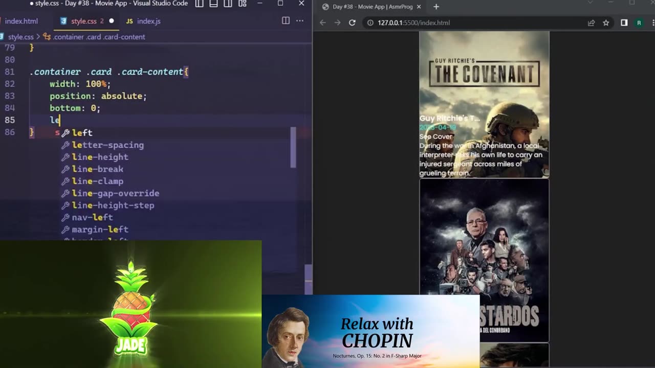 Coding a movie app and relaxing with Chopin