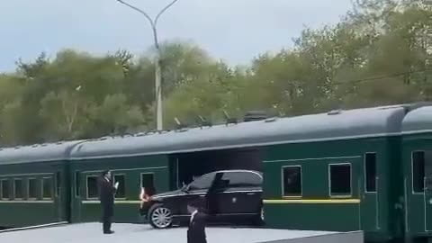 Kim Jong un's limousine gracefully pulls up into his heavily armored train