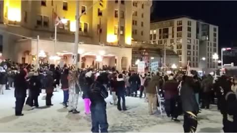 Ottawa Protests Fri. Feb. 18 2022 Peaceful protestors still peaceful