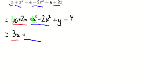 Collect like terms and simplify this expression: x+x^2-4-2x^2+y+2x