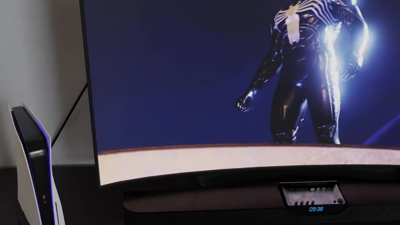 I made a PS5 playing Spider-Man 2 on a 50 Inch Samsung Curved TV in #blender #realistic #spiderman