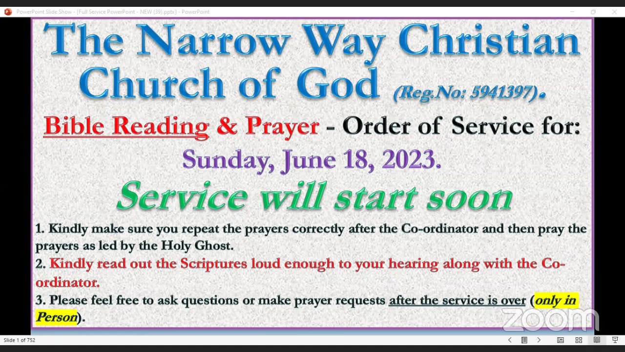 The Narrow Way Christian Church of God - Sunday Service - 18/06/23