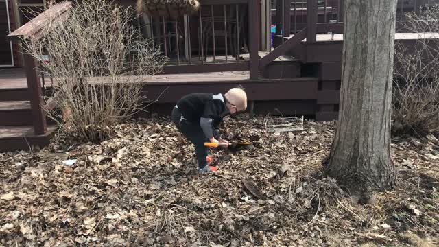 2019.04.06 Beckett Helping With Yard Work