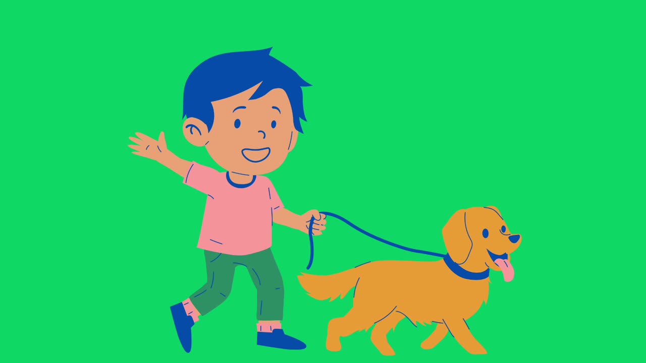 Little boy with cute dog animation