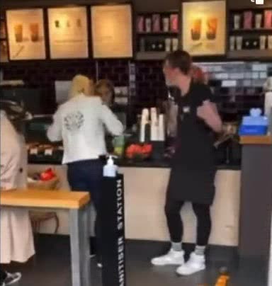 Starbuck Trans employee blows a gasket on customer in England.....