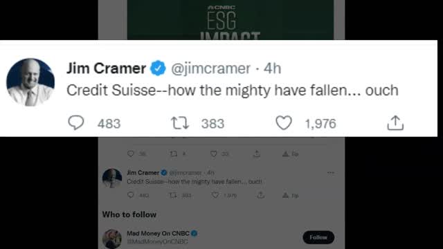 Short Vid - Jim Cramer getting - Cramered! Compilation of Lehman and now Credit Suisse!