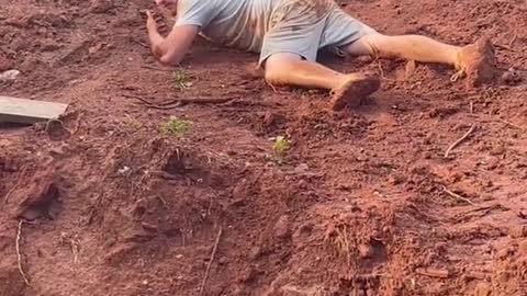 Hungry Man Falls Down Muddy Hill