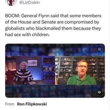 Whoa! General Flynn: Senators & House Reps. are blackmailed because of them having Sex with Children