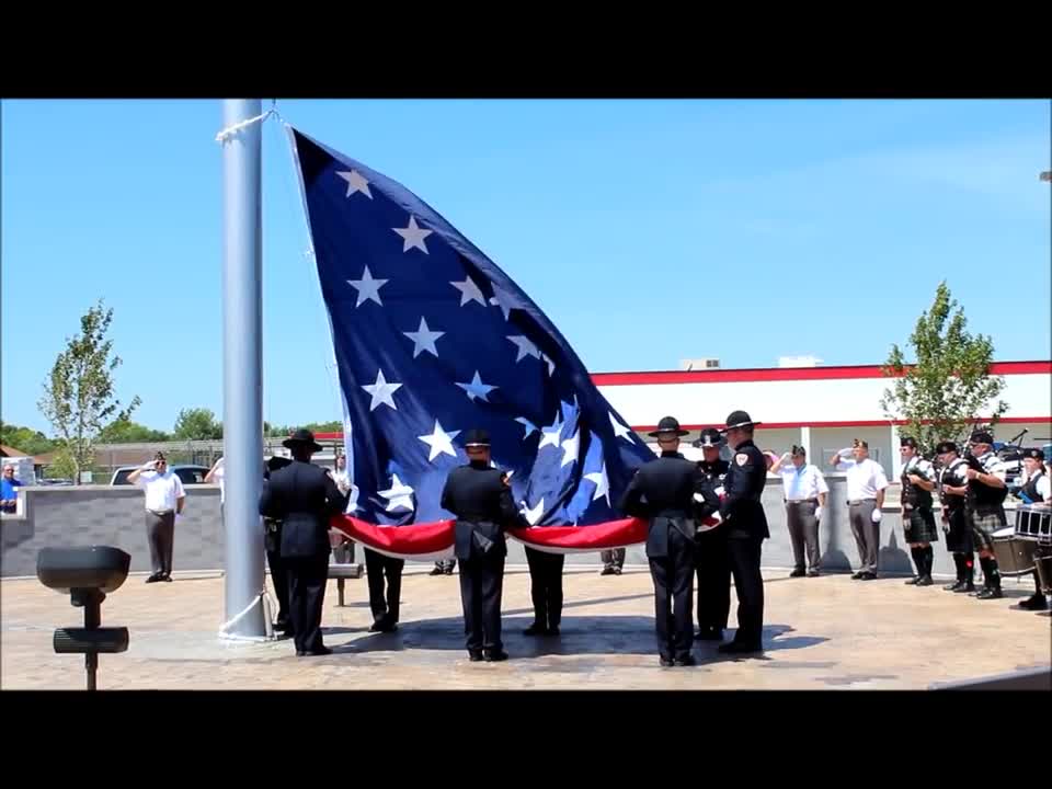 The Raising of the Flag ~ Morris' 9/11 Memorial Park ~ 6-14-12