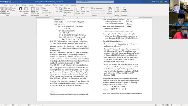 Judgment of the Living (SOP) Statement & 70 Week Prophecy Chart