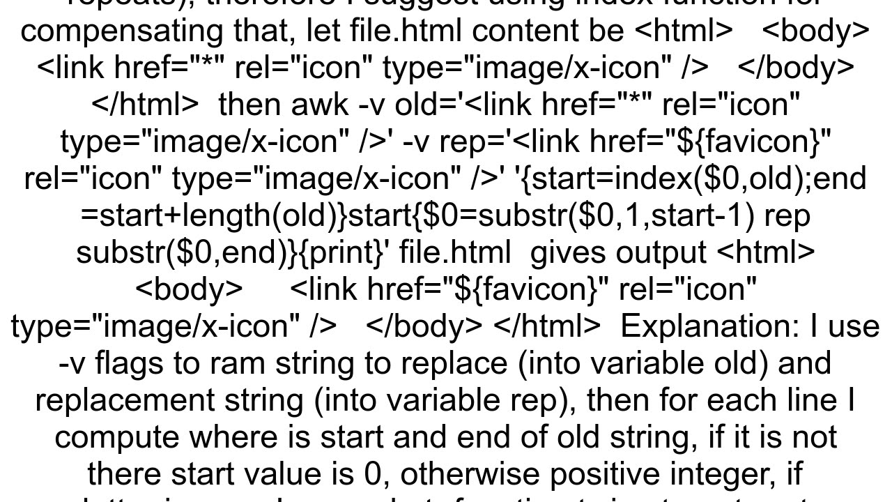 replace text in html with sed or awk