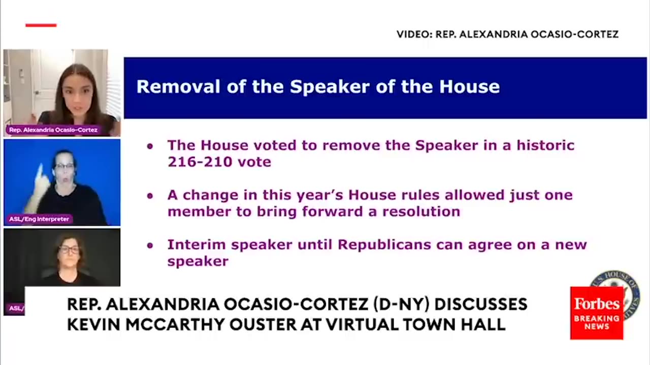 AOC Explains Why Democrats Voted To Remove Kevin McCarthy From Speaker Position