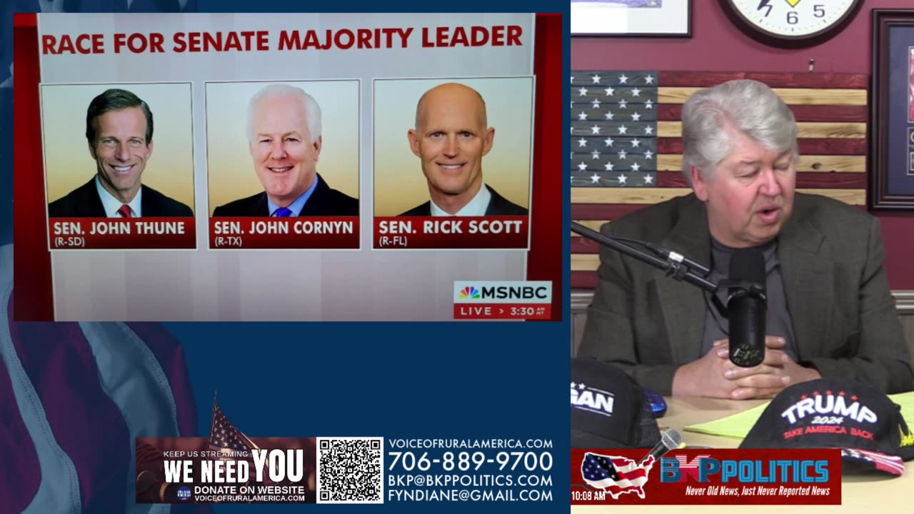 Senate Leadership Race: John Thune (SD), John Cornyn (TX), Rick Scott (FL)