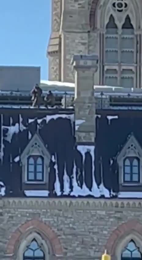 Snipers on the roof over protesters in Canada?