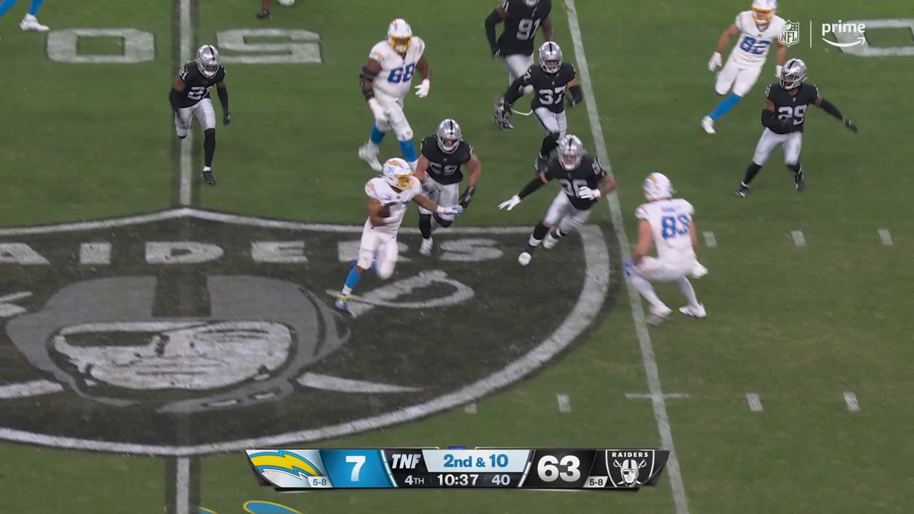 Ekeler weaves through defense for 12-yard gain on screen pass