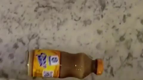 Rolling bottle on stairs satisfying