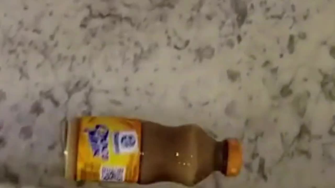 Rolling bottle on stairs satisfying