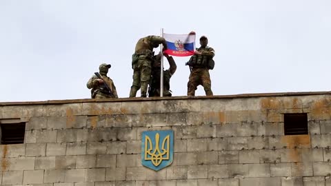 Ukraine War - Russian flag in the city of Primorsk