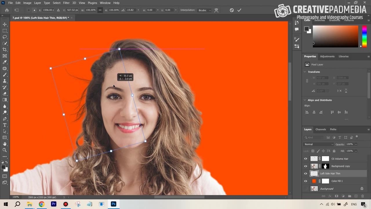 Master selection and remove background in photoshop course