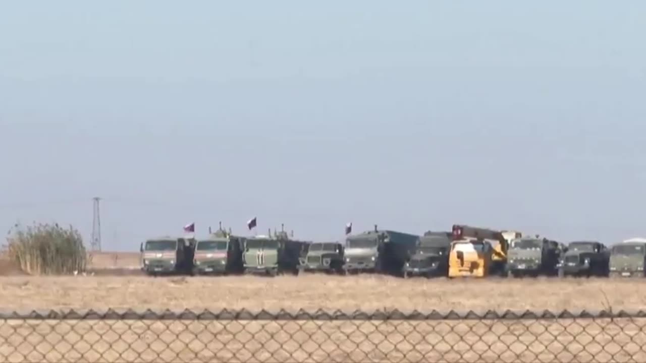 Russian military units at the Kamyshly airfield in northeastern Syria.