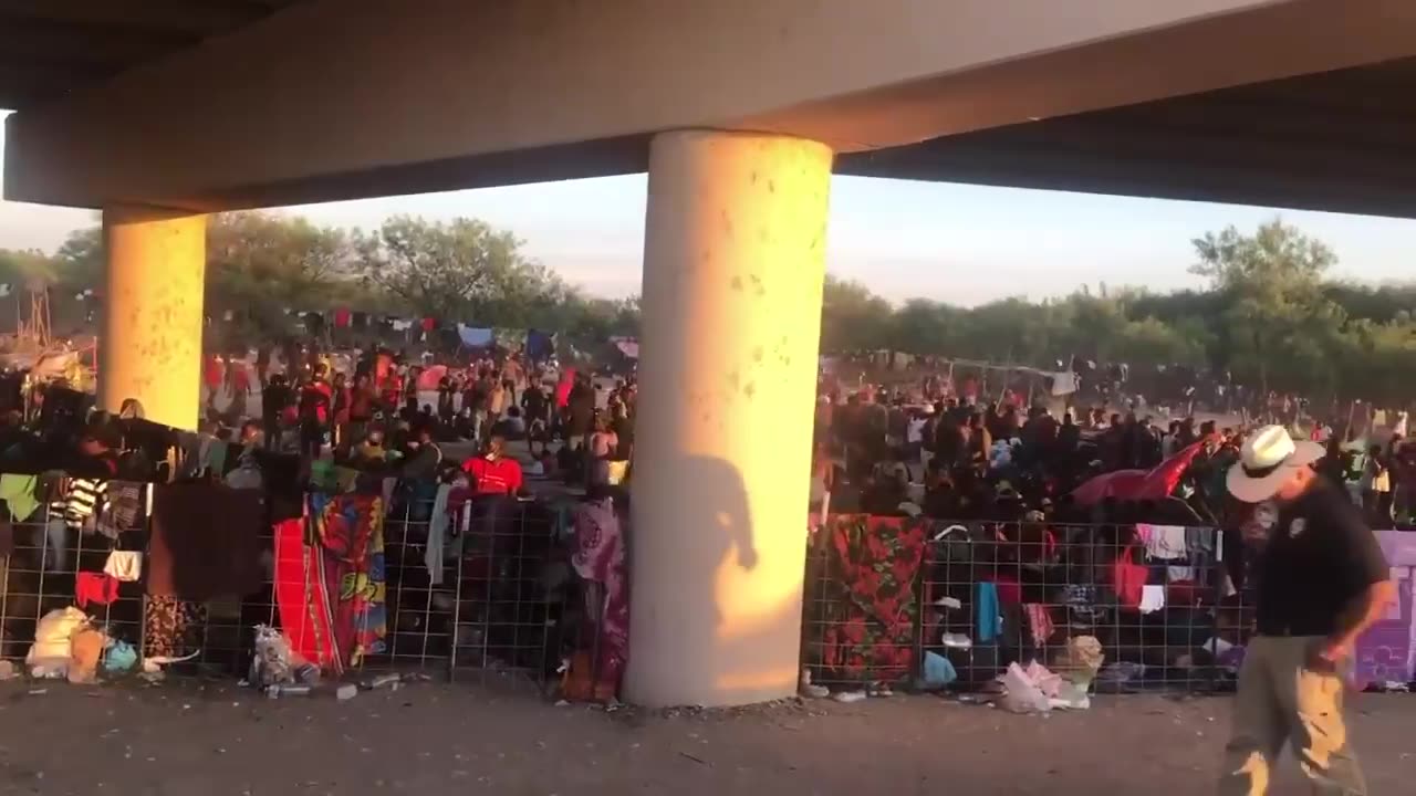 Drone Captures 2nd Huge Haitian Caravan Smashing Across Texas Border