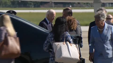 President Joe Biden arrives in Columbus