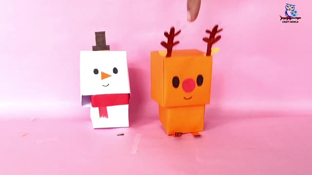 Origami Paper Snowman and Reindeer - DIY Christmas toy