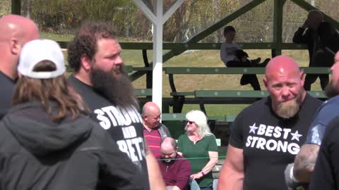 World's Strongest Men in a Tug o' War Challenge at Braemar Gathering Highland Games site in Scotland