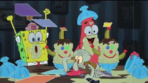 Squidward Is Playing With Tiles While SpongeBob And Patrick Prepare To Eat Ice Cream 🍨