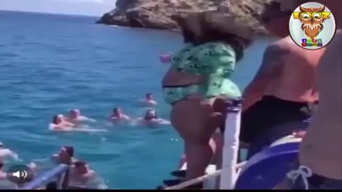 Fat Girl Jumping in Water