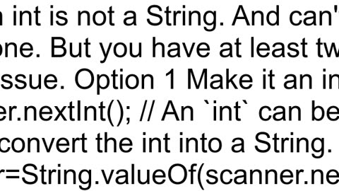 Java error quotType mismatch cannot convert from int to Stringquot