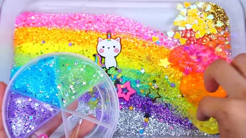 Cat Rainbow Slime Mixing random cute ,shiny