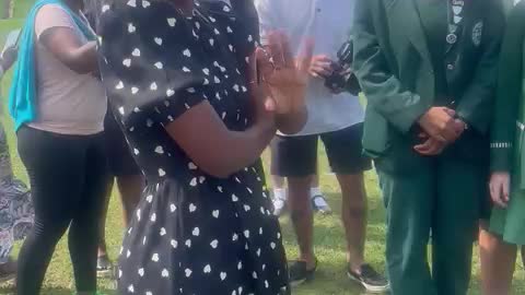 Thuso Mbedu interact with Pietermaritzburg Girl' pupil during her visit