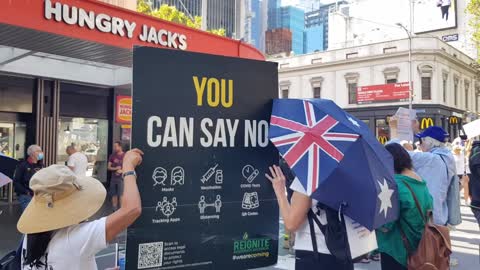 Melbourne Freedom March Burke & Russell Street 16 04 2022