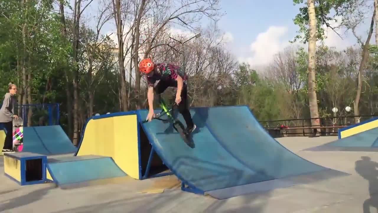 Off The Ramp Attempting A Bmx 540° Spin