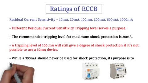 RCCB __ RCD __ Ratings of RCCB __ Residual Current Sensitivity __ RCCB 30mA_100mA __ HSE STUDY GUIDE