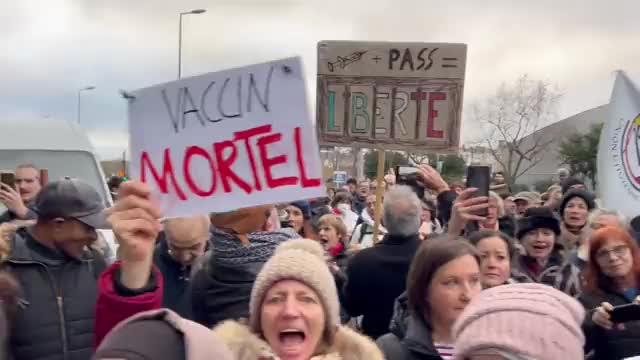 The French have surrounded the Pfizer building in Paris.