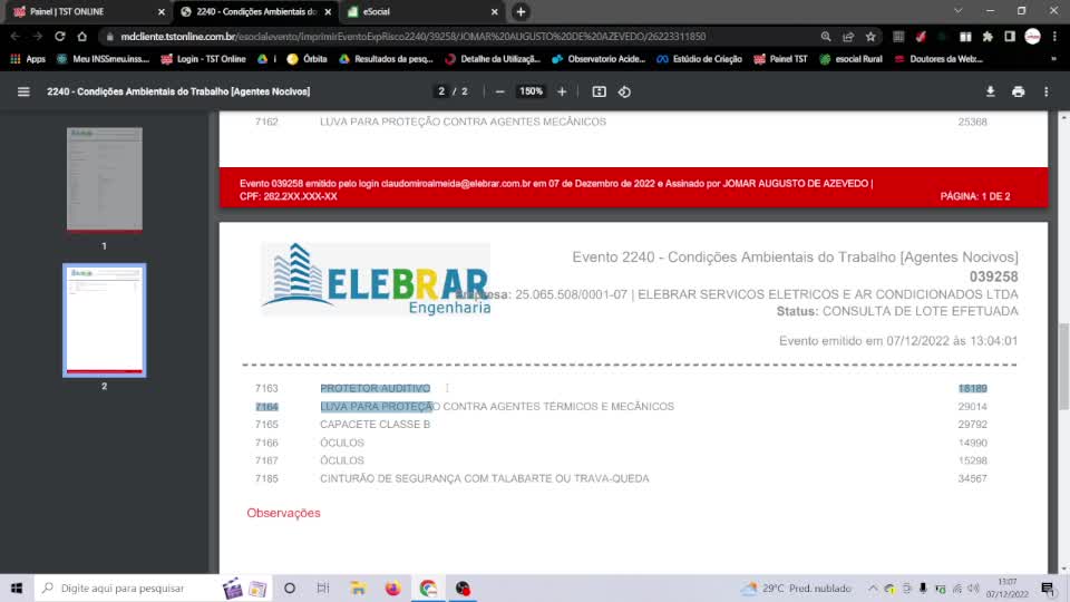 Epi Descrição não aparece no eSocial