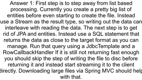 How to export huge records50k from database in csv file in springboot