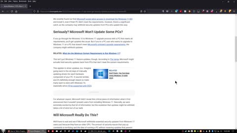 Some Windows 11 PC's Won't Be Getting Security Updates