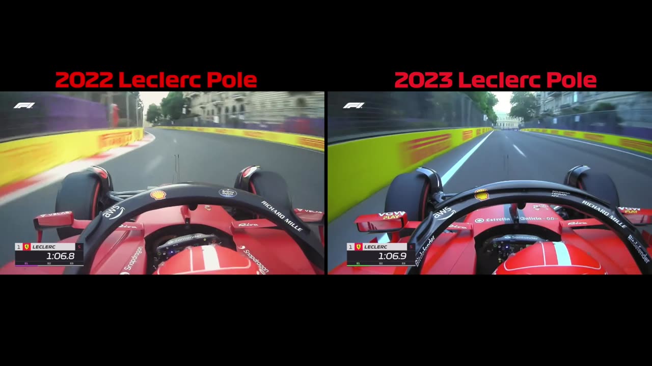 F1 - Charles Leclerc's Pole Lap - 2023 vs 2022 Azerbaijan Grand Prix