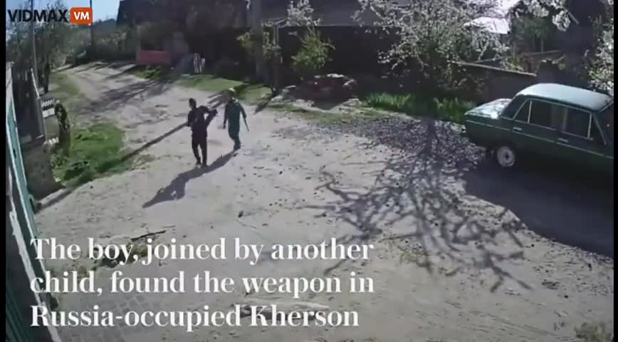 TWO UKRAINIAN KIDS FIND A LOADED GRENADE LAUNCHER.