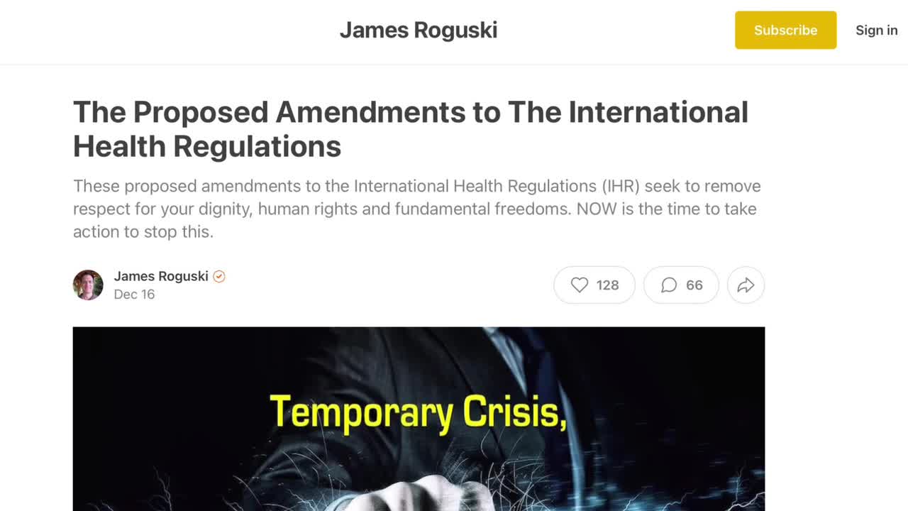 DR. JAMES THORP ON THE PROPOSED AMENDMENTS TO THE WHO TREATY TO ELIMINATE INDIVIDUAL HUMAN RIGHTS