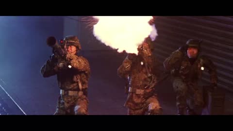 Godzilla shot by rocket
