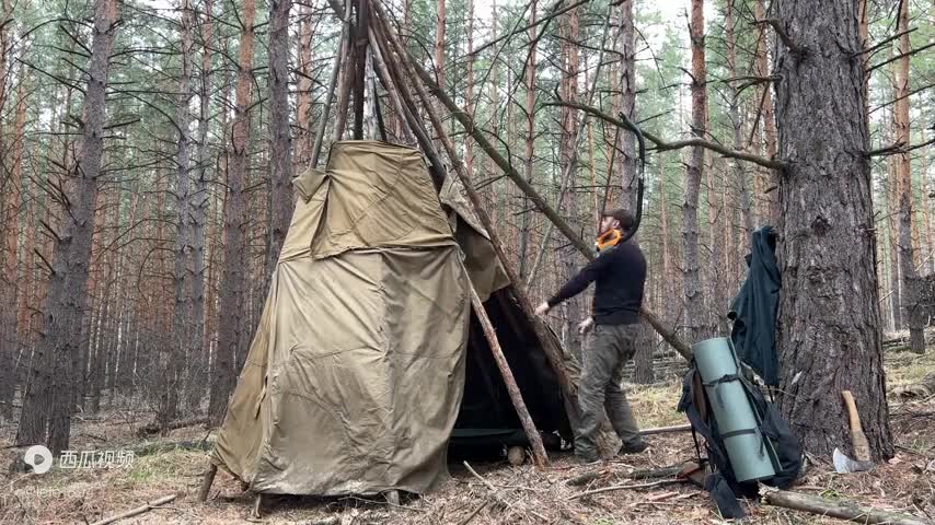 Camping in tents with my daughter - baking pizza in the oven ===== 12