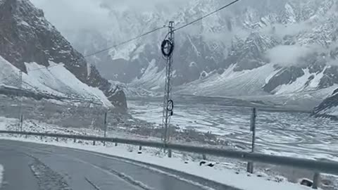 Gilgit Karakoram Highway Snowfall in Mountain