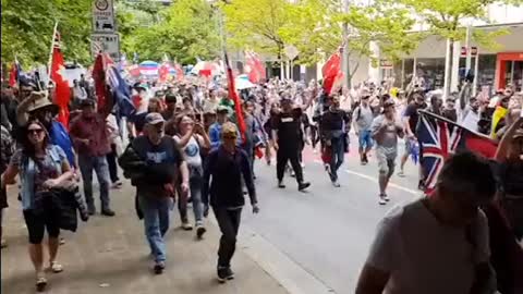 Canberra Australia - Parliament House - Anti-mandate protest. Crowds are stunning!